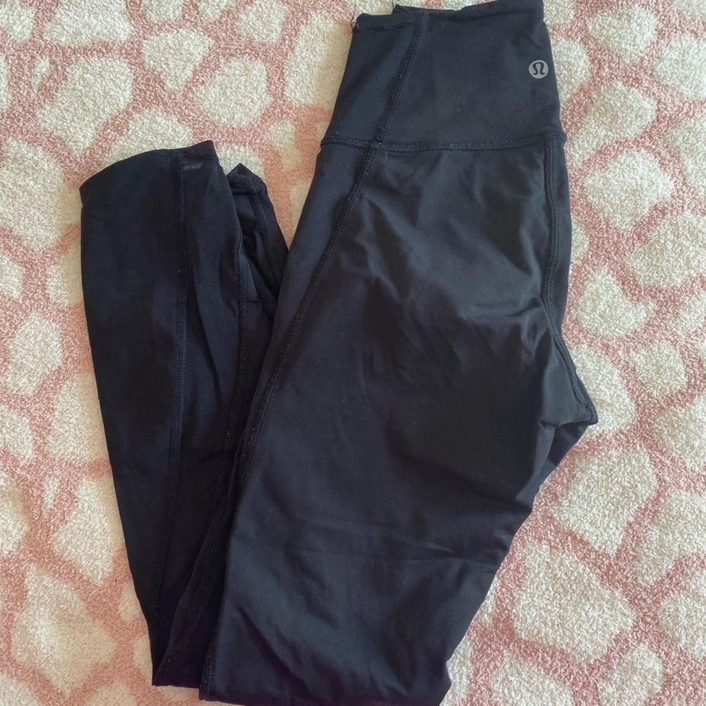 Black lululemon leggings with mesh side detail